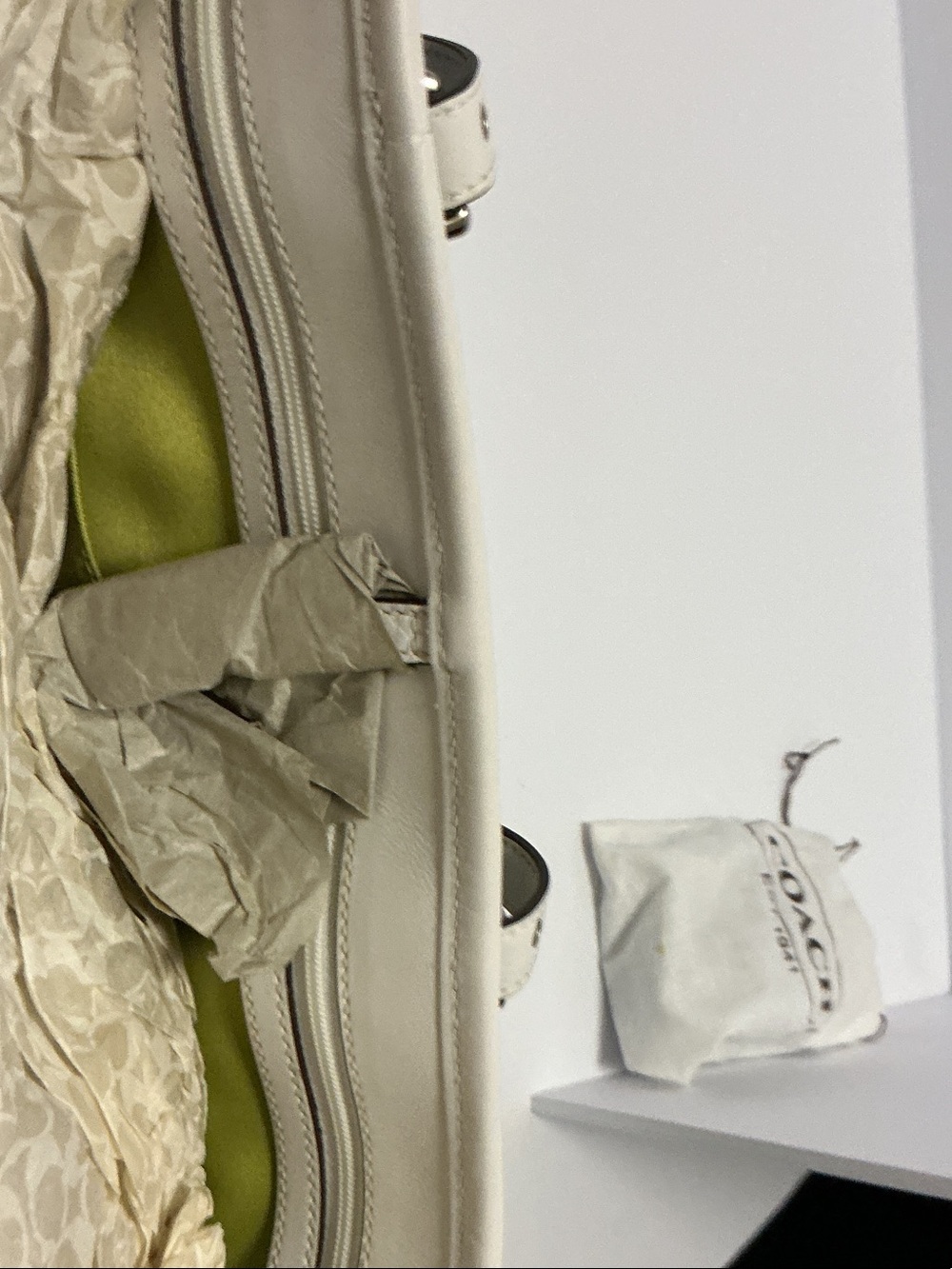 Coach Multicolor Suede Patchwork Tote — Teal, Aqua, Lime, Mustard & White - Picture 8 of 10